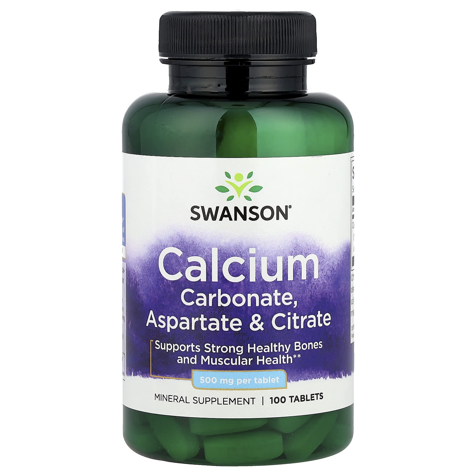 Swanson, Calcium Carbonate, Aspartate & Citrate, 500 mg, 100 Tablets - Image 1