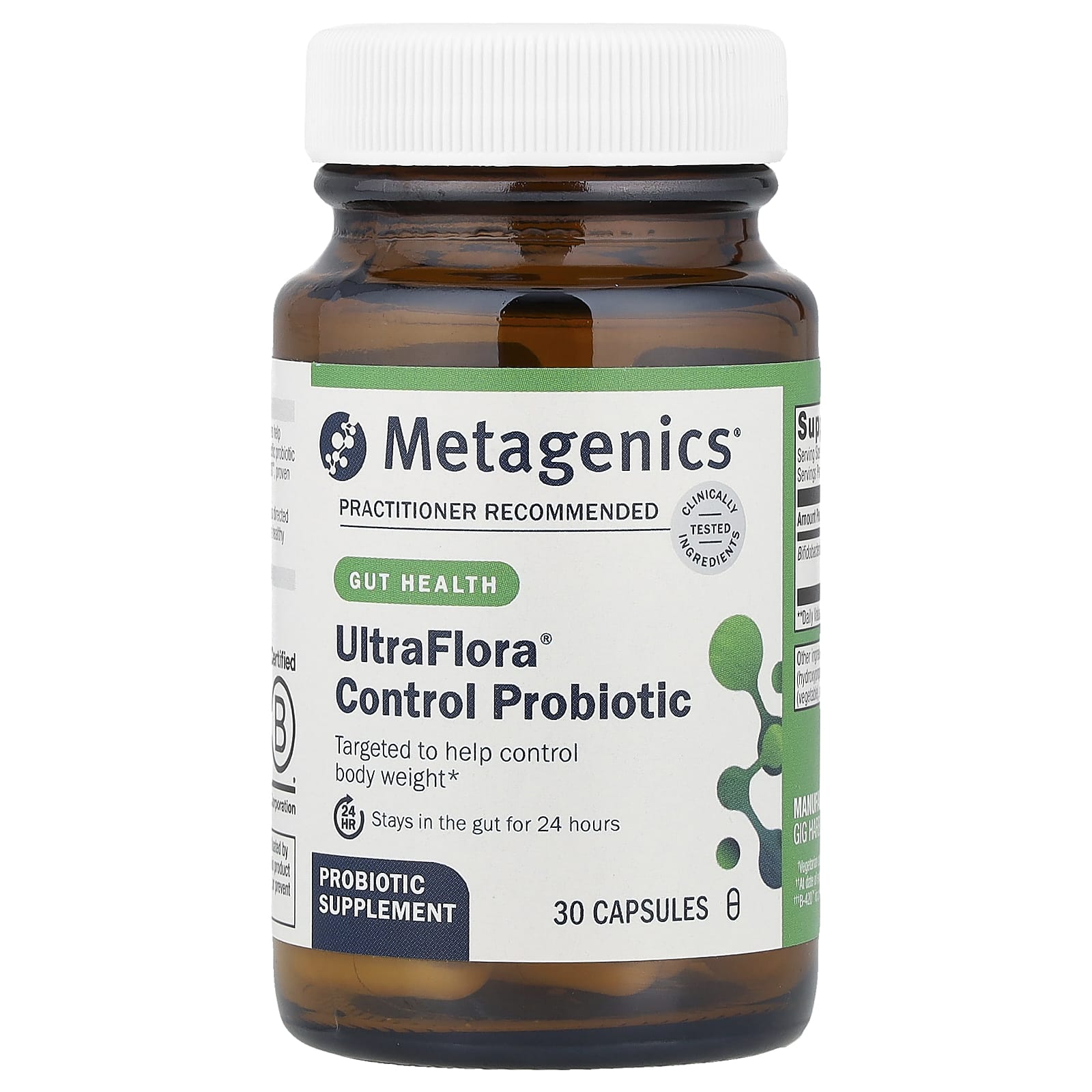 Metagenics, UltraFlora® Control Probiotic, 113.1 mg (10 Billion CFU), 30 Capsules - Image 1