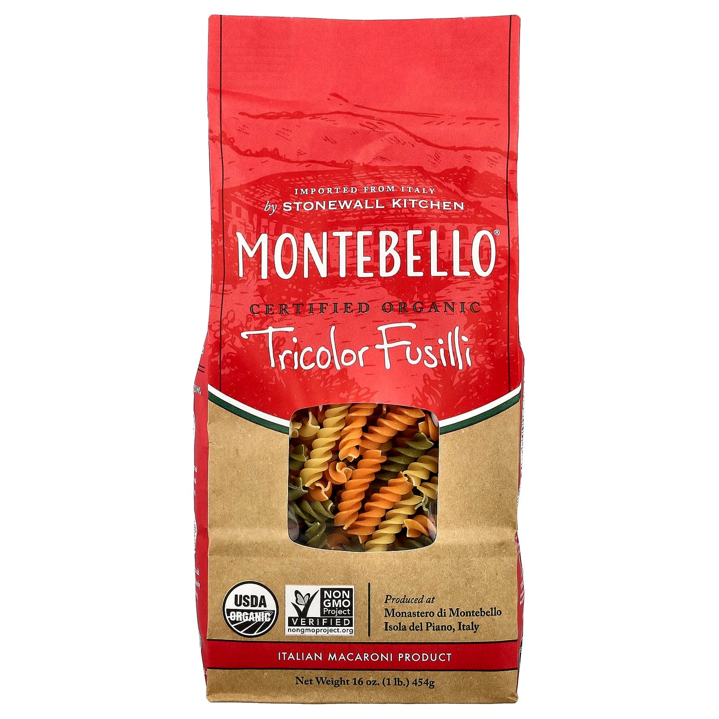 Montebello, Organic Tricolor Fusilli, 16 oz (454 g) - Image 1