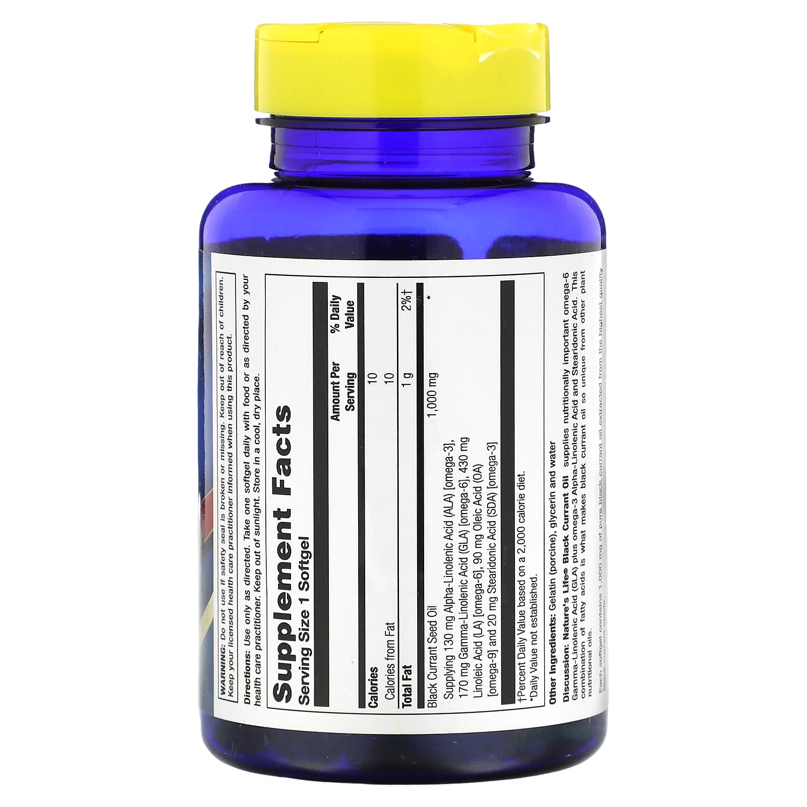 Nature's Life, Black Currant Oil, 1,000 mg, 60 Softgels - Image 2