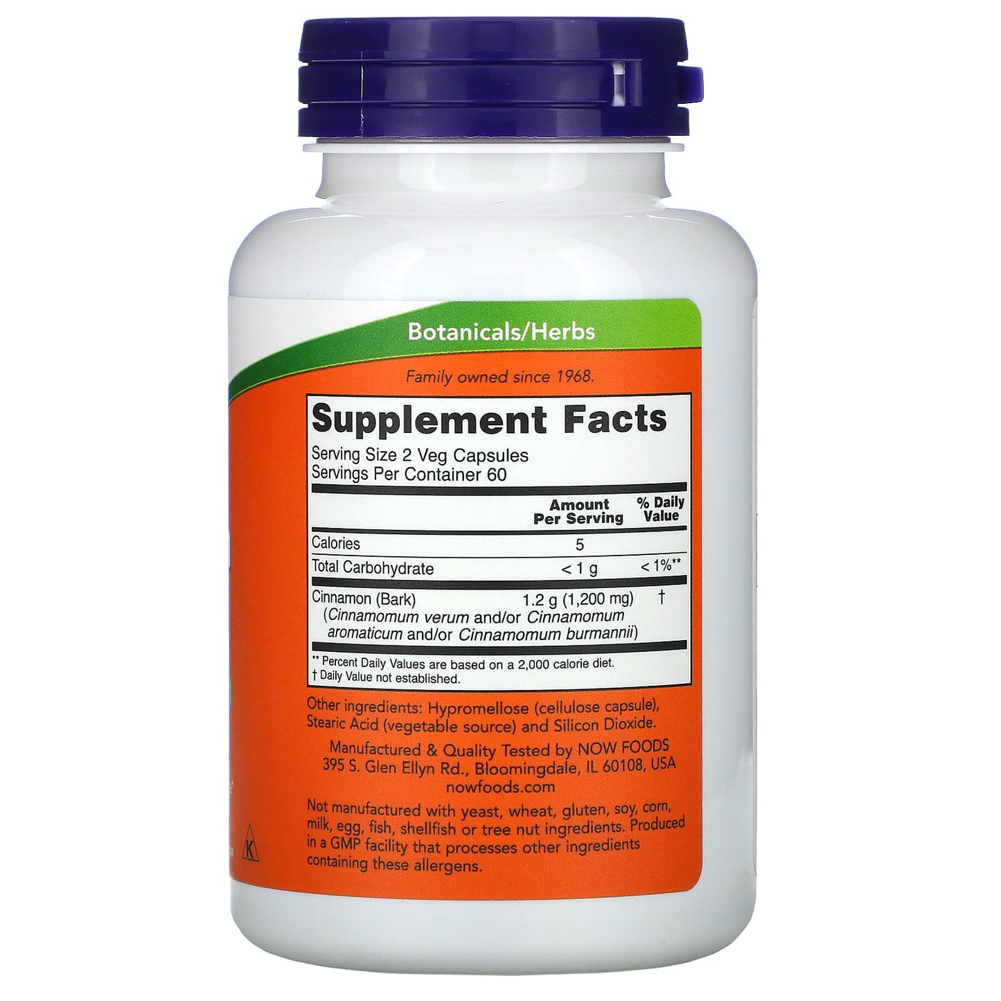 NOW Foods, Cinnamon Bark, 600 mg, 120 Veg Capsules - Image 2