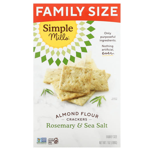Simple Mills, Almond Flour Crackers, Rosemary & Sea Salt, Family Size, 7 oz (199 g) - Image 1