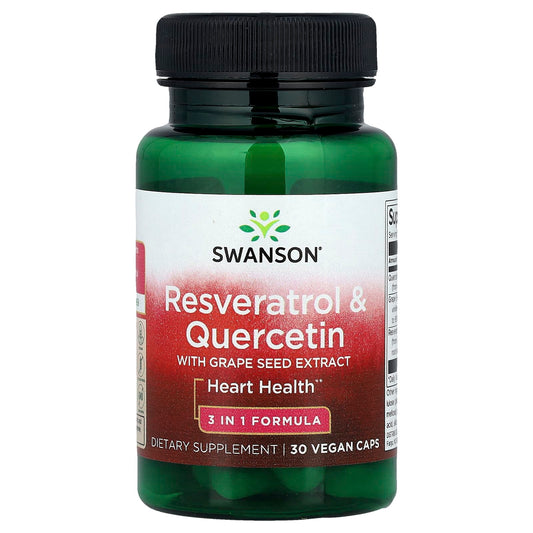 Swanson, Resveratrol & Quercetin with Grape Seed Extract, 30 Veggie Caps - Image 1