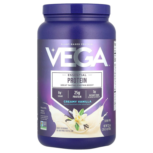 Vega, Essential Plant-Based Protein, Creamy Vanilla, 2 lb 0.5 oz (920 g) - Image 1