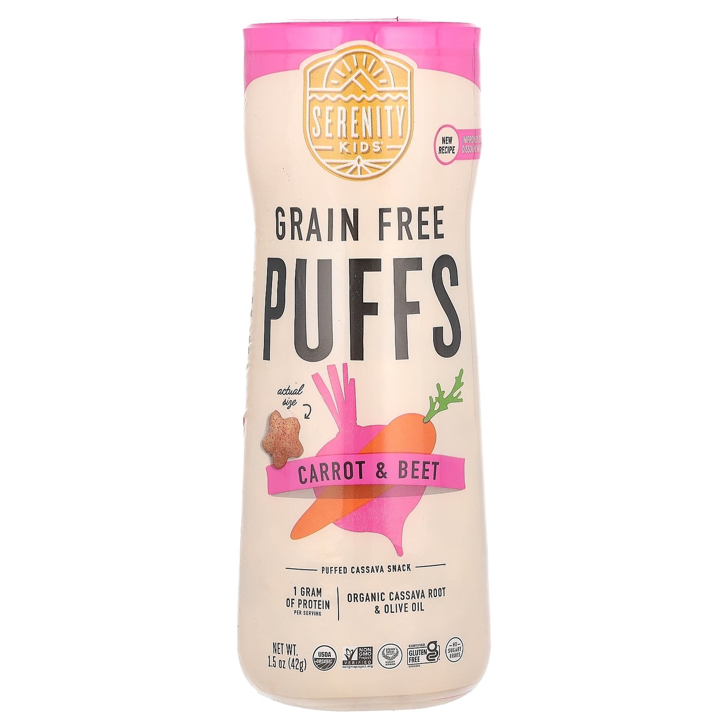 Serenity Kids, Grain Free Puffs, Carrot & Beet, 1.5 oz (42 g) - Image 1