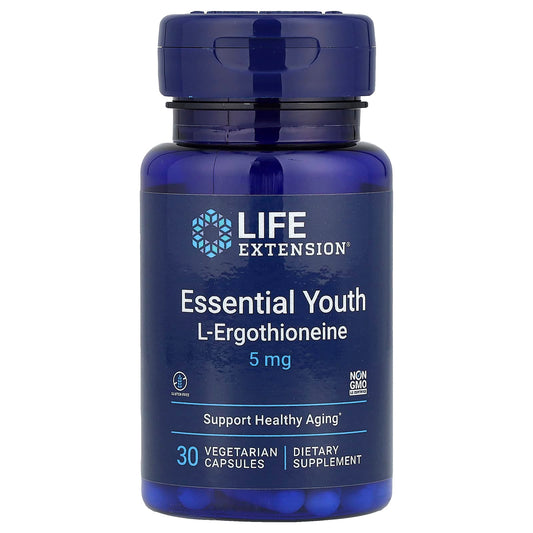 Life Extension, Essential Youth L-Ergothioneine, 5 mg, 30 Vegetarian Capsules - Image 1