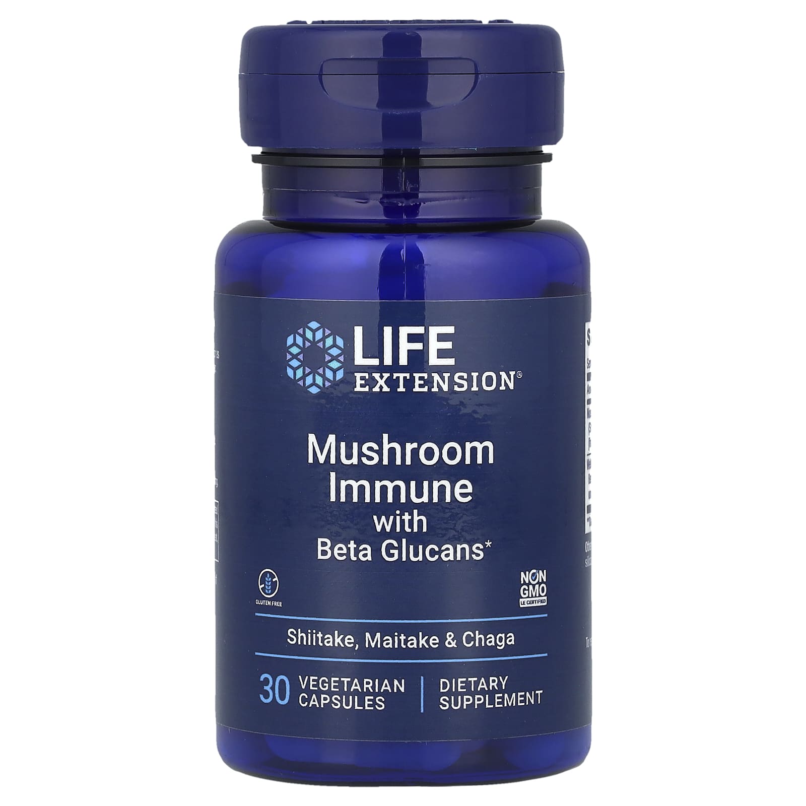 Life Extension, Mushroom Immune with Beta Glucans, 30 Vegetarian Capsules - Image 1