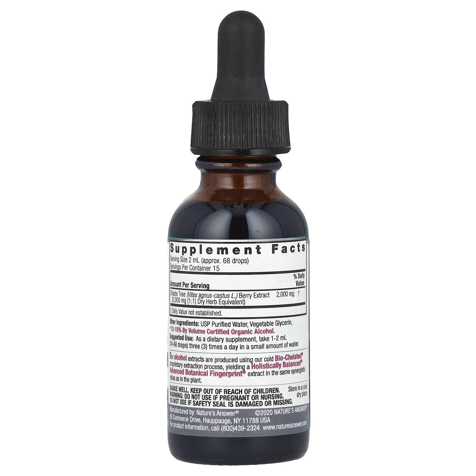 Nature's Answer, Chaste Berry Vitex Agnus Castus, Fluid Extract, 2,000 mg, 1 fl oz (30 ml) - Image 2