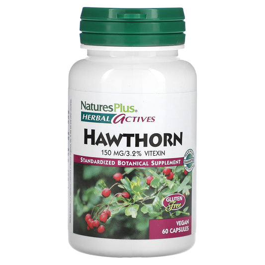 NaturesPlus, Herbal Actives, Hawthorn, 150 mg, 60 Vegan Capsules - Image 1