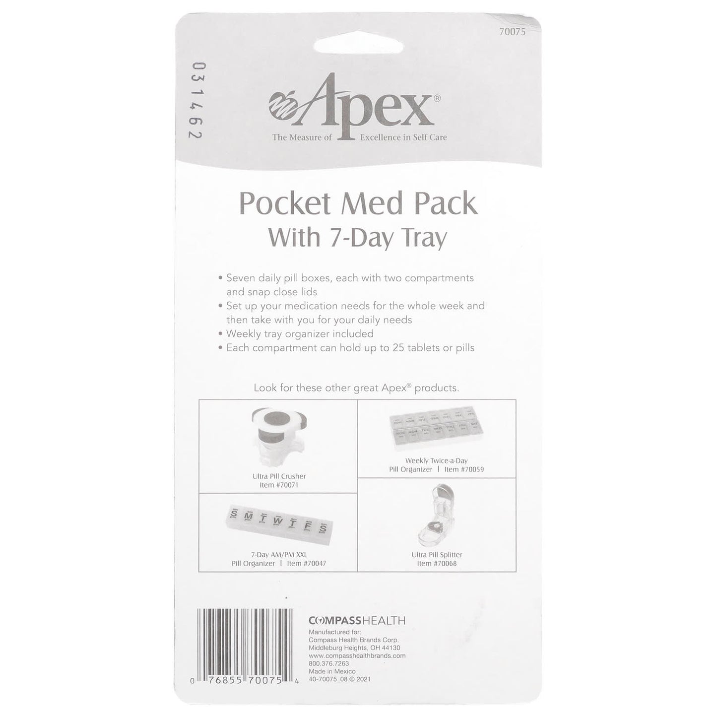 7-Day Pill Organizer with Weekly Tray by Apex - Simplify Your Medication Routine - Image 2