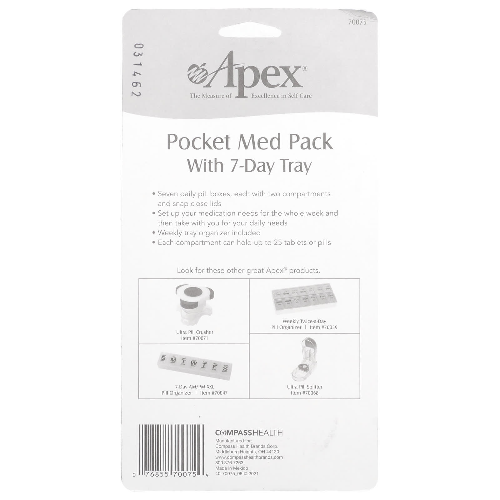 7-Day Pill Organizer with Weekly Tray by Apex - Simplify Your Medication Routine - Image 2