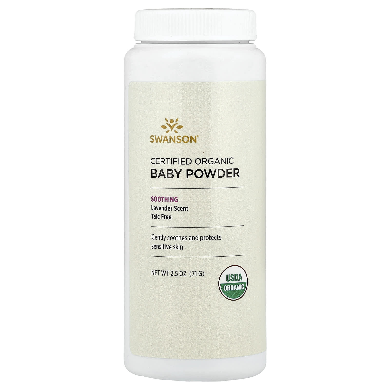 Swanson, Certified Organic Baby Powder, Lavender, 2.5 oz (71 g) - Image 1