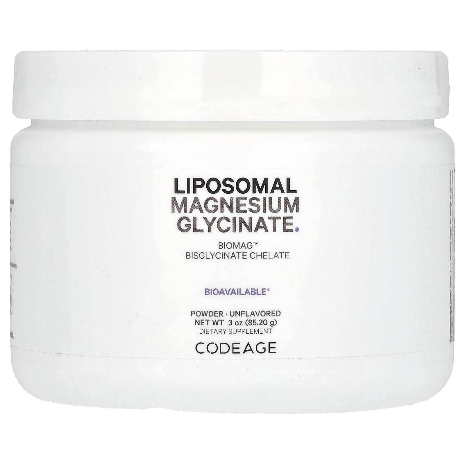 Codeage Liposomal Magnesium Glycinate Powder - Unflavored, Non-GMO, Soy-Free - Image 1