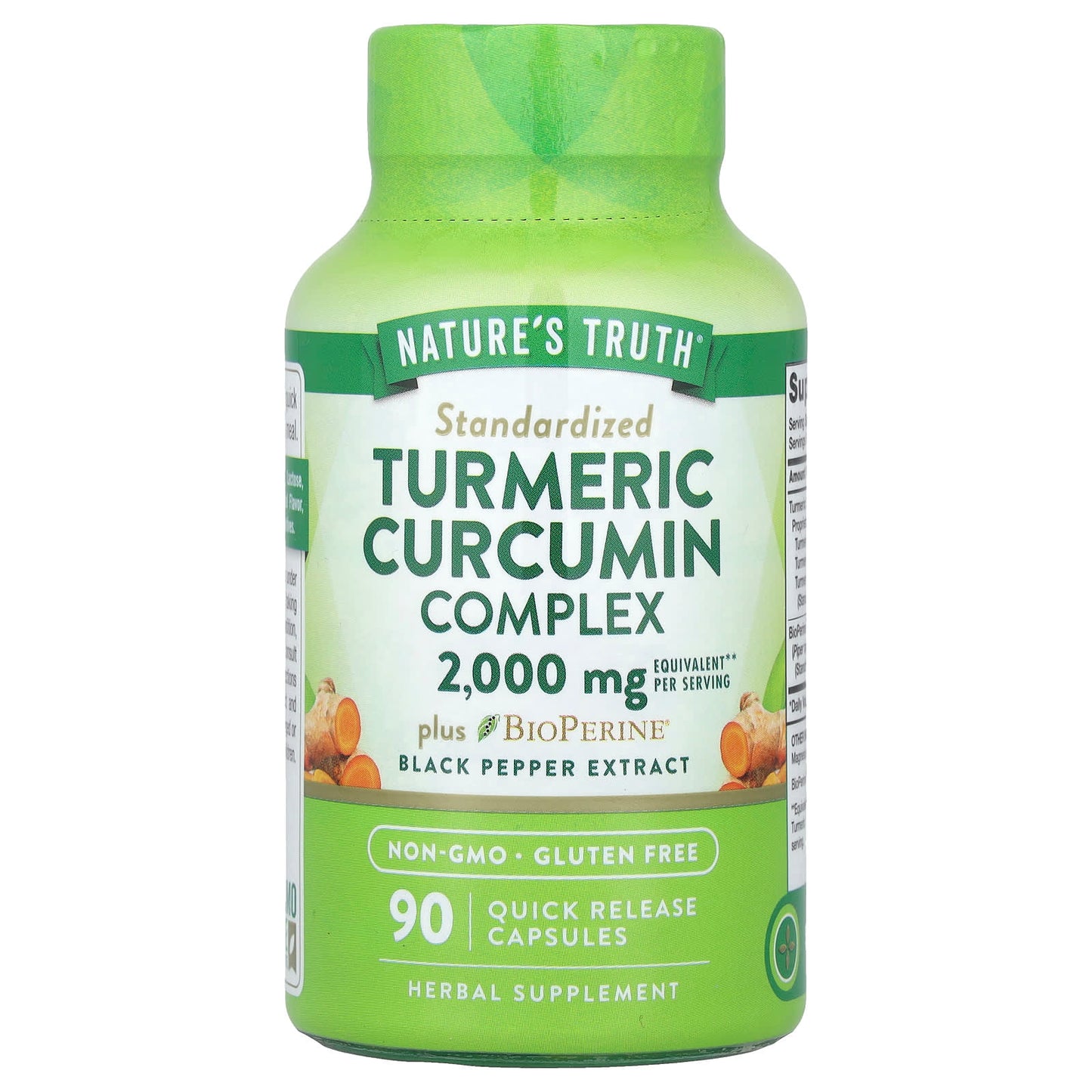 Nature's Truth, Turmeric Curcumin Complex Plus BioPerine® Black Pepper Extract, 90 Quick Release Capsules - Image 1
