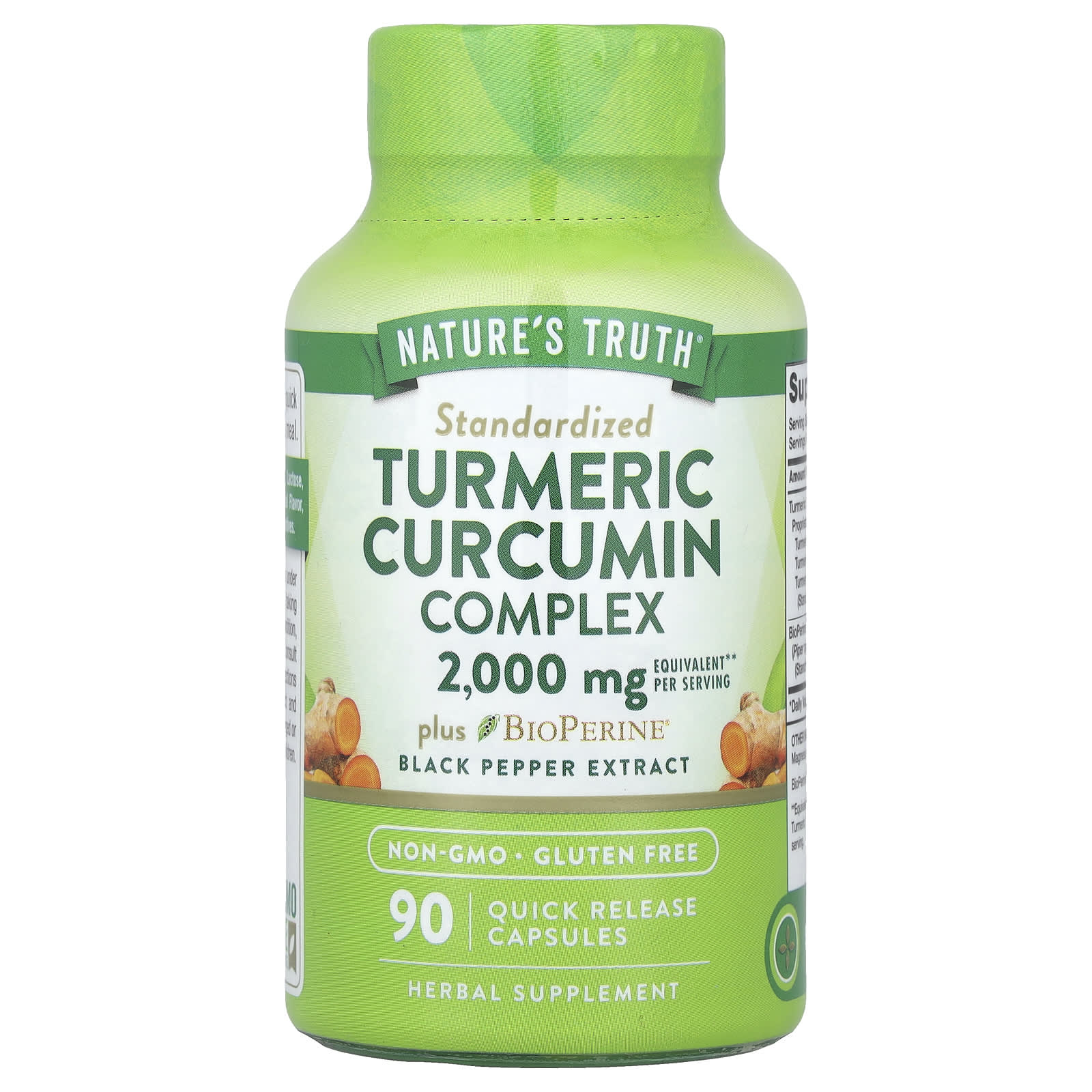 Nature's Truth, Turmeric Curcumin Complex Plus BioPerine® Black Pepper Extract, 90 Quick Release Capsules - Image 1