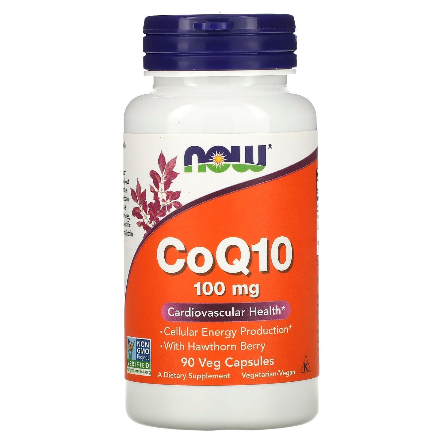 NOW Foods, CoQ10 with Hawthorn Berry, 100 mg, 90 Veg Capsules - Image 1