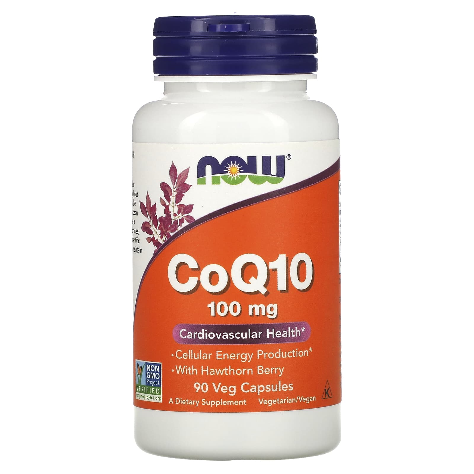 NOW Foods, CoQ10 with Hawthorn Berry, 100 mg, 90 Veg Capsules - Image 1