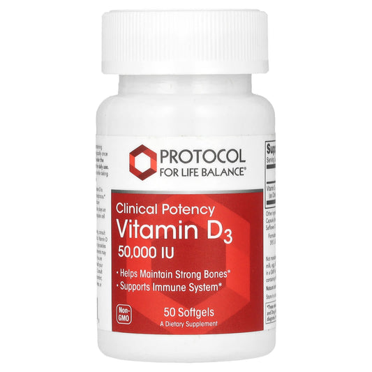 Protocol for Life Balance, Clinical Potency, Vitamin D3, 50,000 IU, 50 Softgels - Image 1