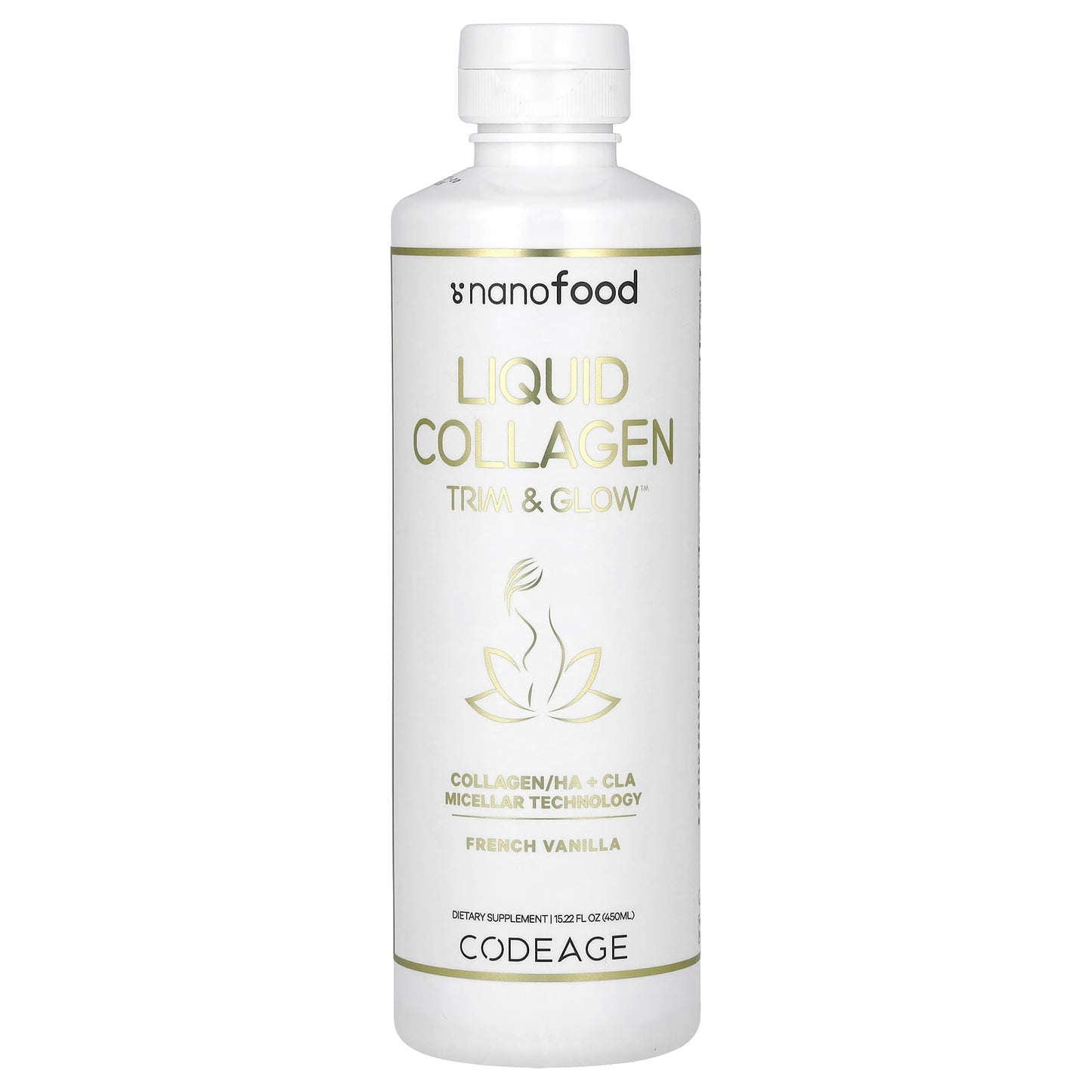 Liquid Collagen Supplement by CodeAge - Trim & Glow, French Vanilla - Image 1