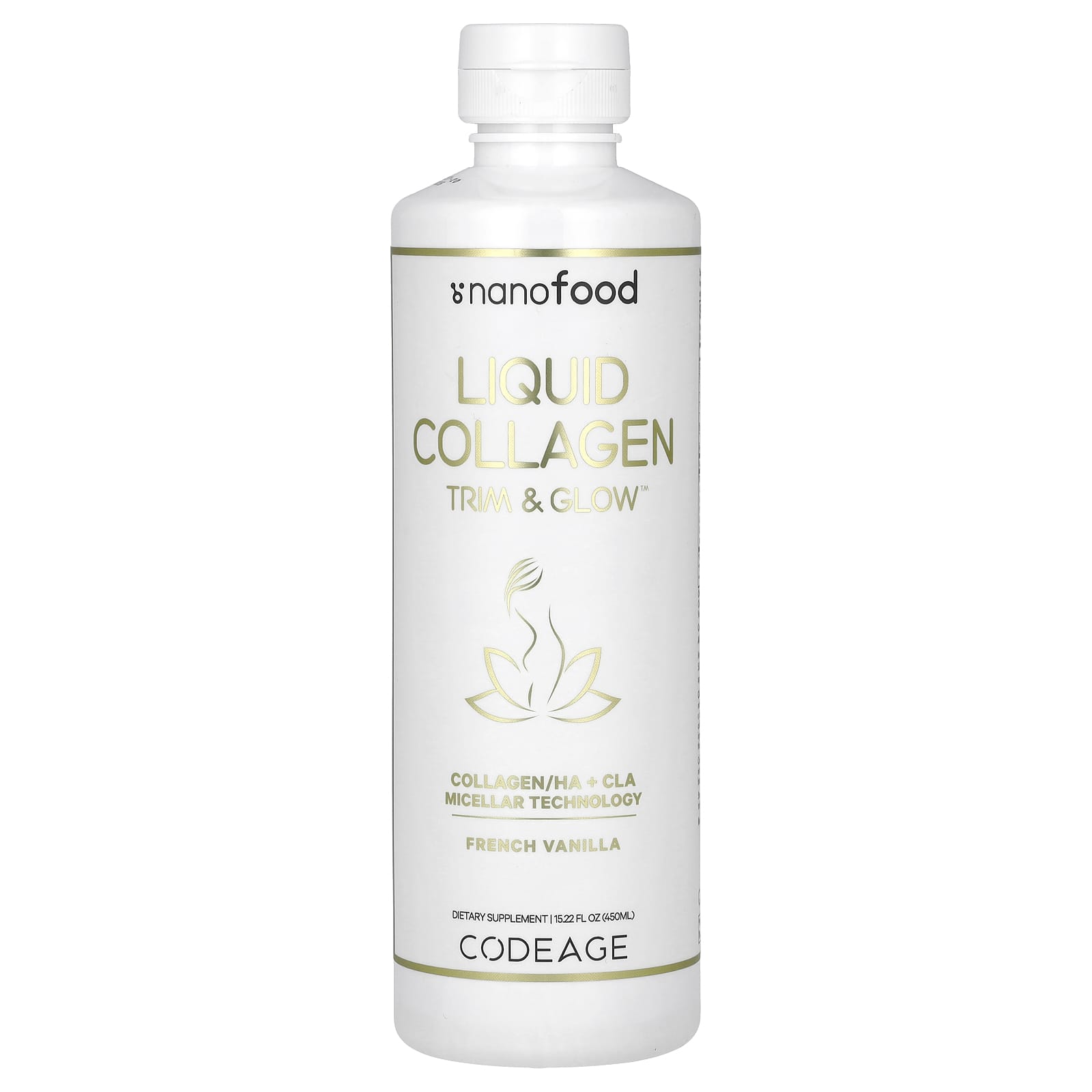 Liquid Collagen Supplement by CodeAge - Trim & Glow, French Vanilla - Image 1