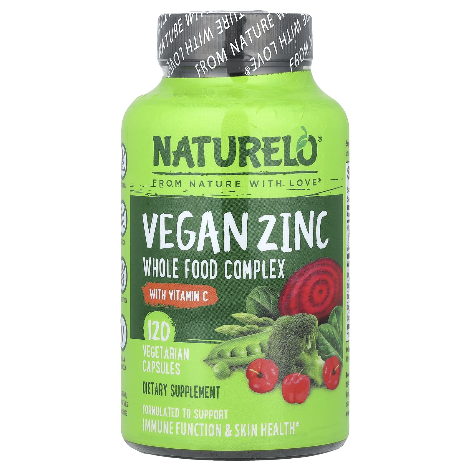 NATURELO, Vegan Zinc With Vitamin C, 120 Vegetarian Capsules - Image 1