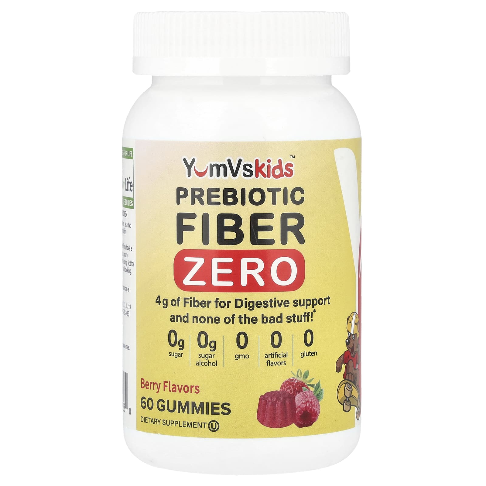 YumVs, Prebiotic Fiber Zero, Berry, 4 g, 60 Gummies (2 g per Gummy) - Image 1