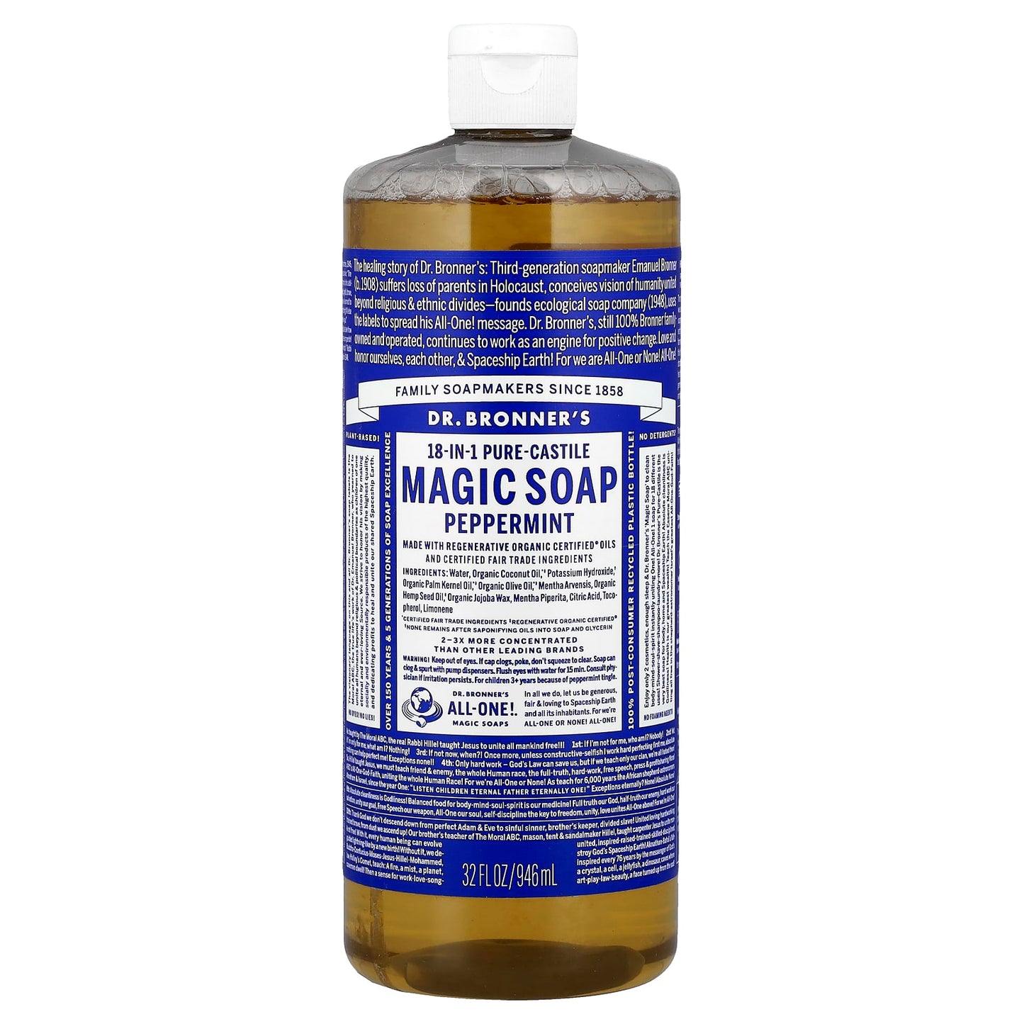 Peppermint 18-in-1 Pure-Castile Magic Soap by Dr. Bronner's - Image 1