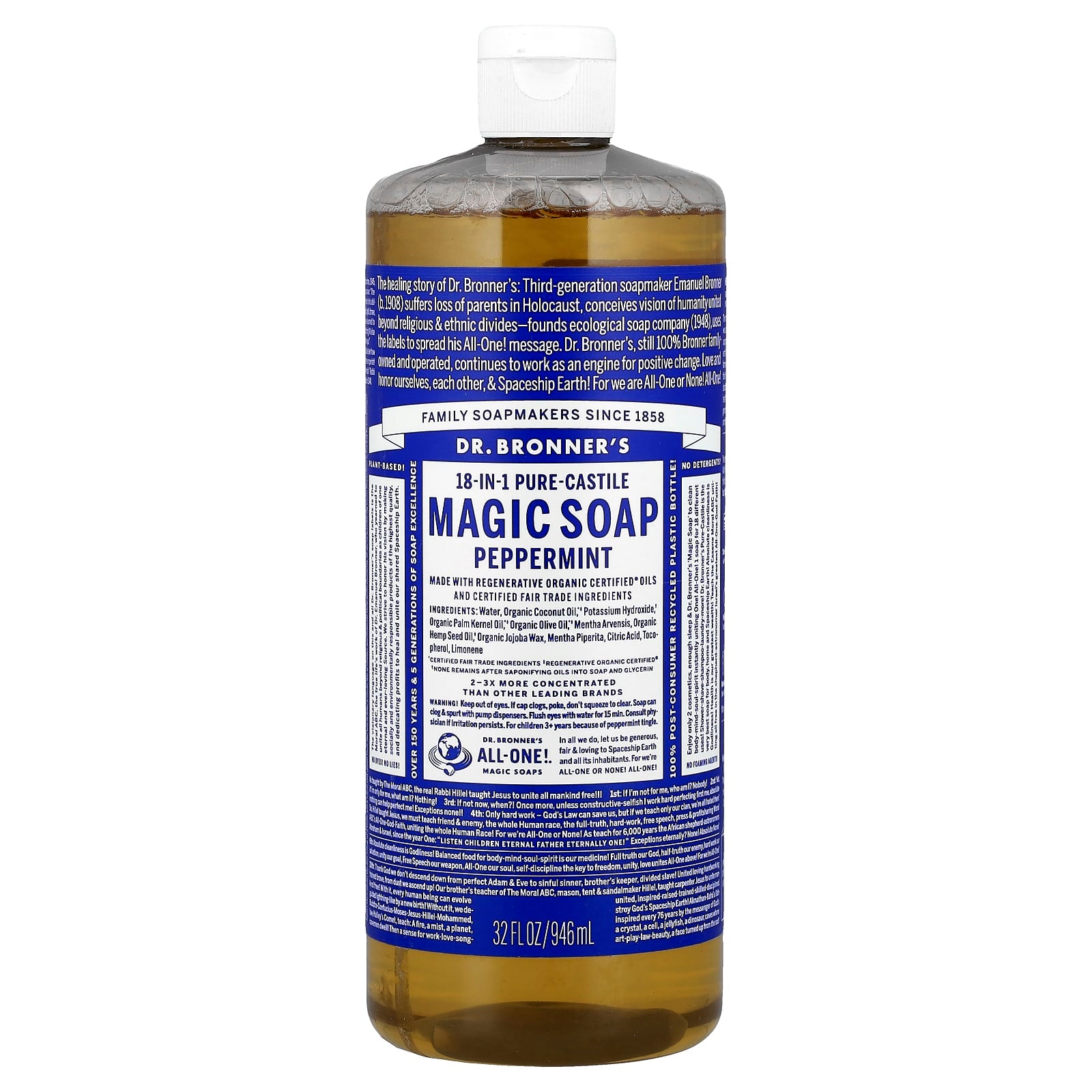 Peppermint 18-in-1 Pure-Castile Magic Soap by Dr. Bronner's - Image 1