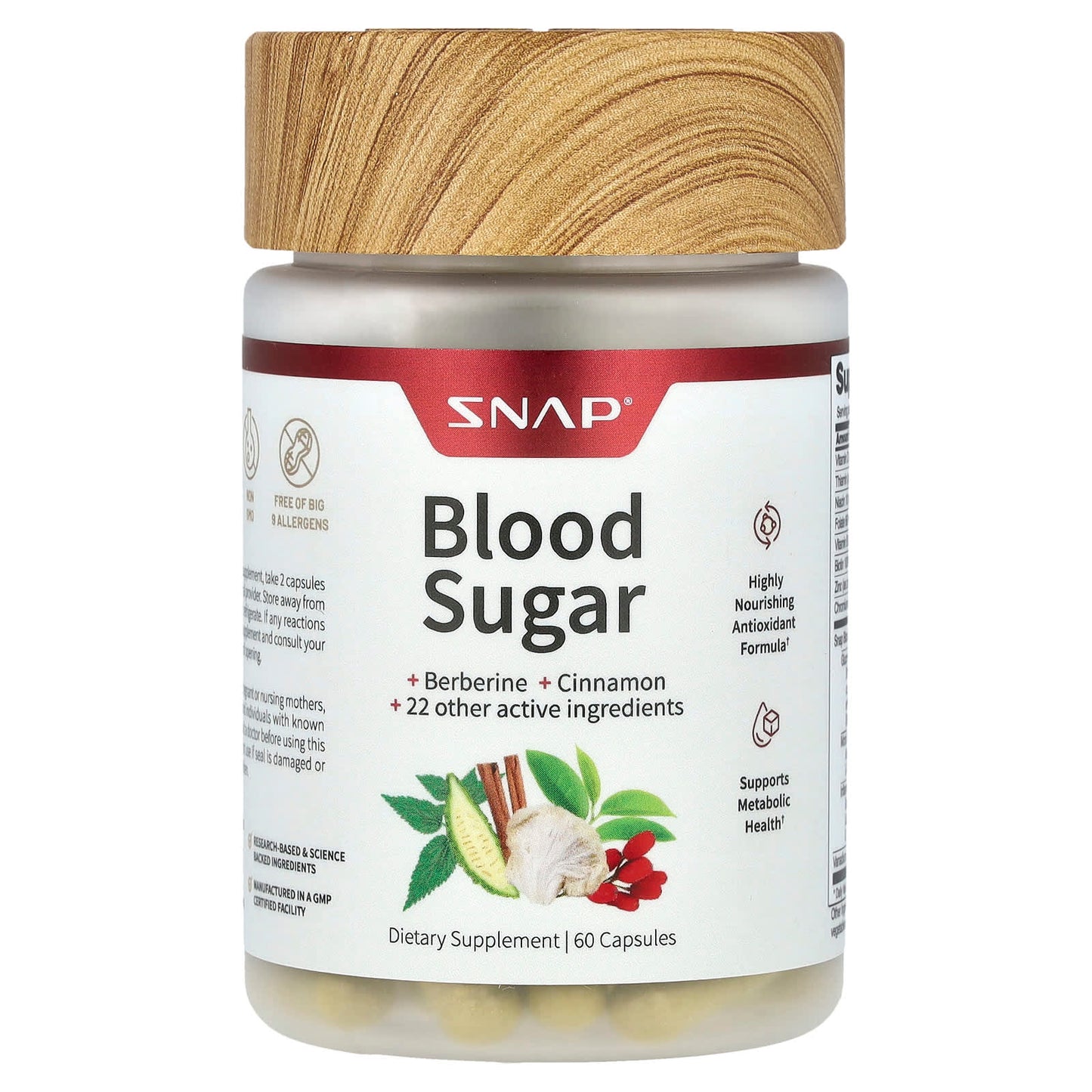 Snap Supplements, Blood Sugar, 60 Capsules - Image 1
