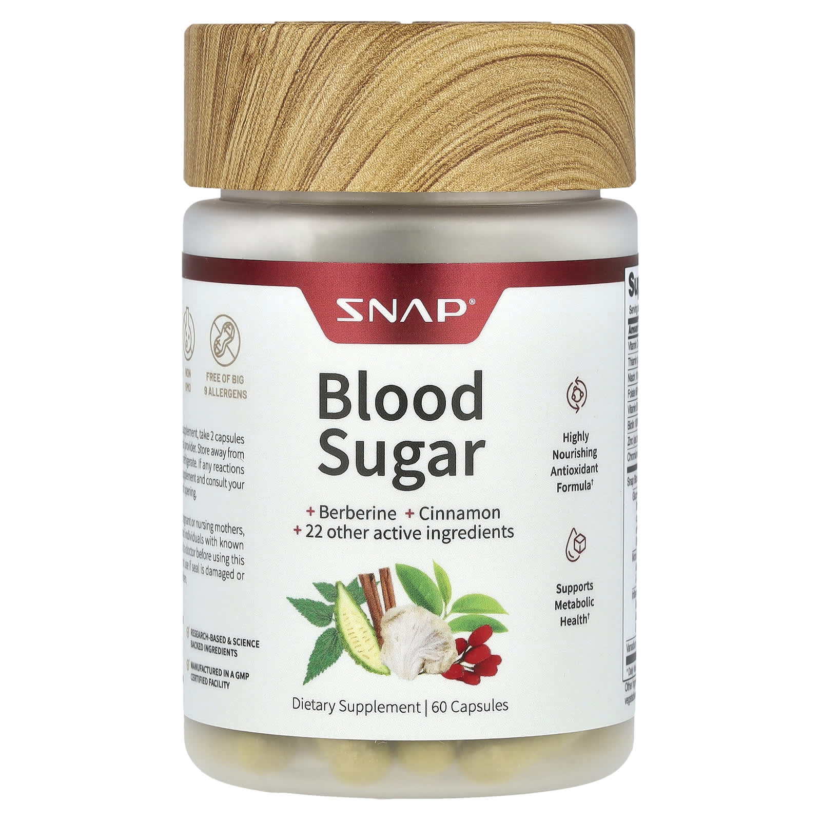 Snap Supplements, Blood Sugar, 60 Capsules - Image 1
