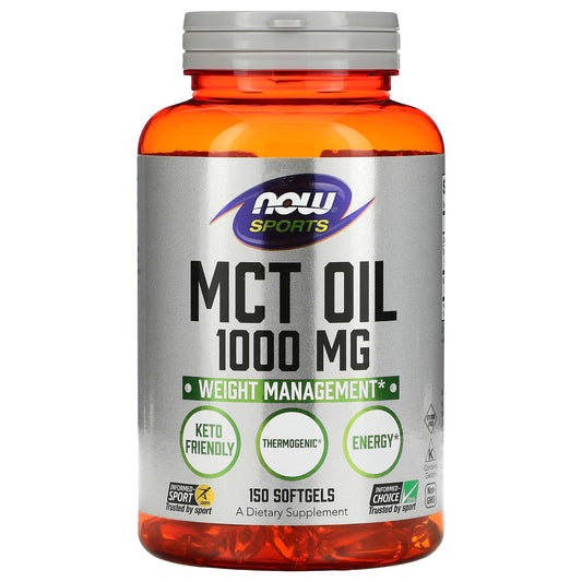 NOW Foods, Sports, MCT Oil, 1,000 mg, 150 Softgels - Image 1