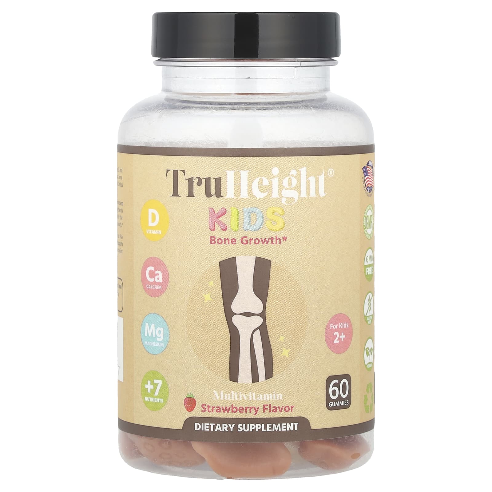 TruHeight, Kids, Bone Growth Gummies , For Kids 2+, Strawberry, 60 Gummies - Image 1