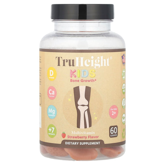 TruHeight, Kids, Bone Growth Gummies , For Kids 2+, Strawberry, 60 Gummies - Image 1