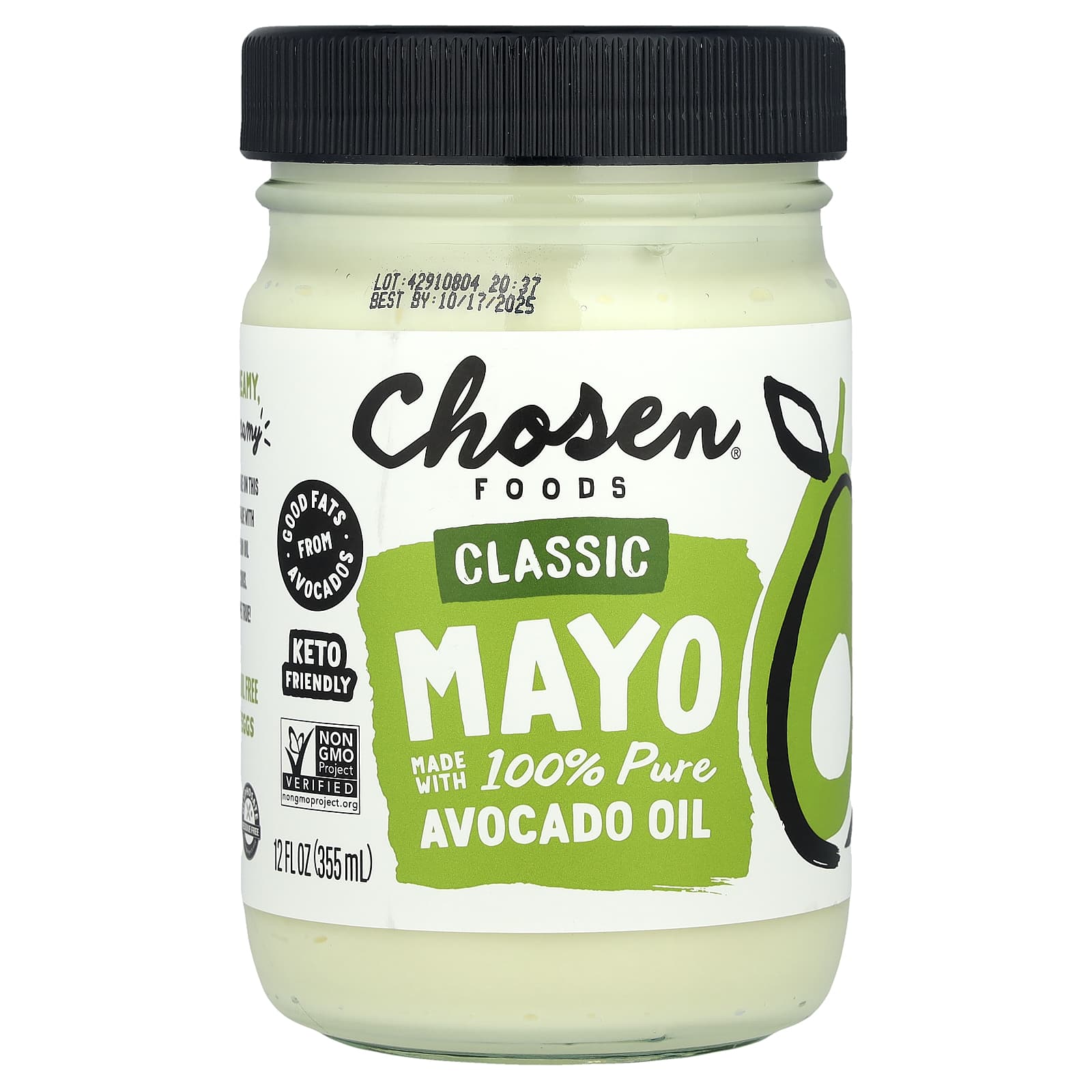 Chosen Foods, Classic Mayo Made With 100% Pure Avocado Oil , 12 fl oz (355 ml)