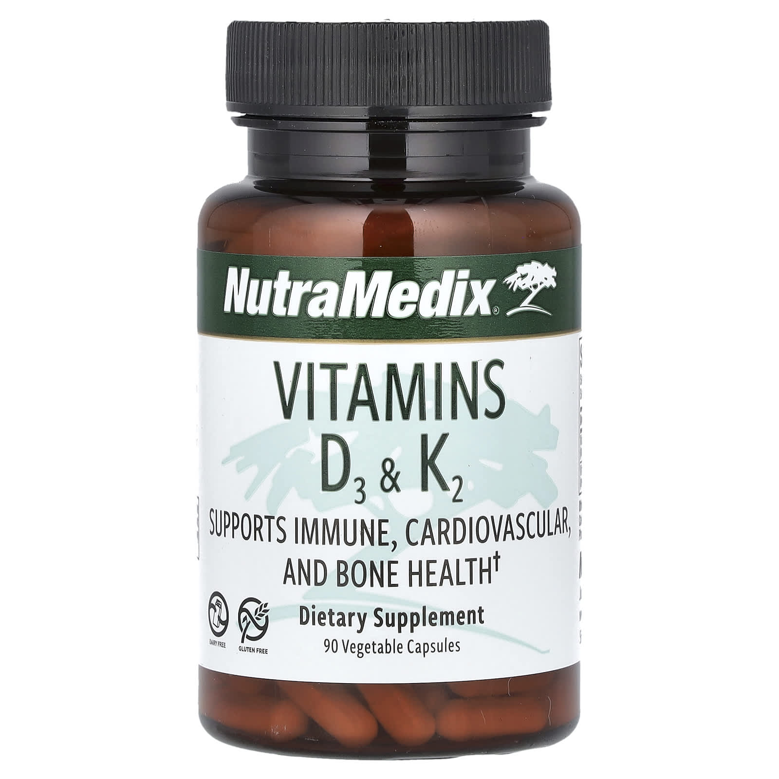 NutraMedix, Vitamins D3 & K2, 90 Vegetable Capsules - Image 1