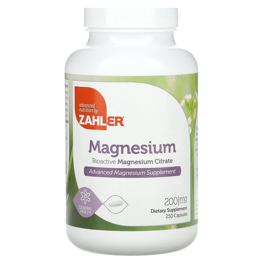 Zahler, Magnesium, Bioactive Magnesium Citrate, 200 mg, 250 Capsules - Image 1