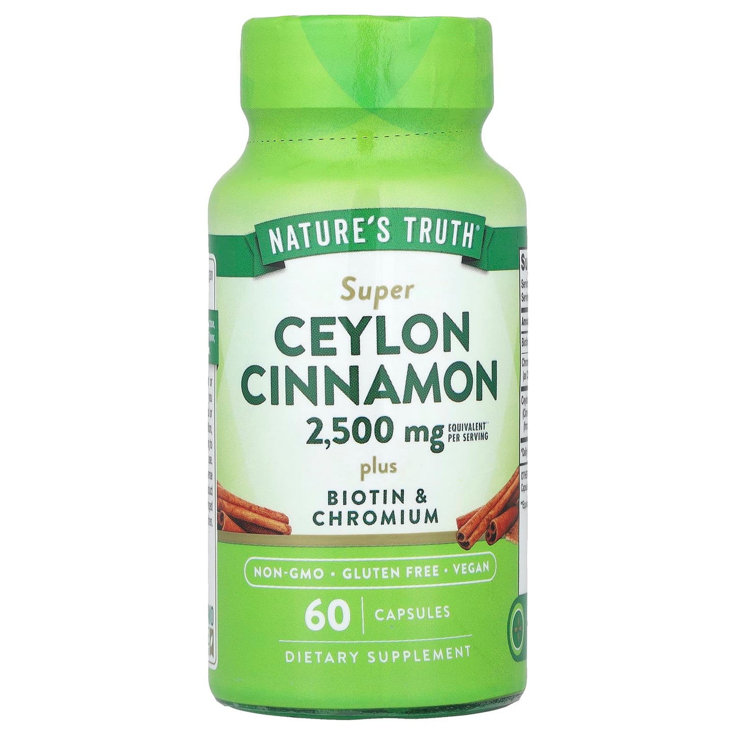 Nature's Truth, Super Ceylon Cinnamon Plus Biotin & Chromium, 60 Capsules - Image 1