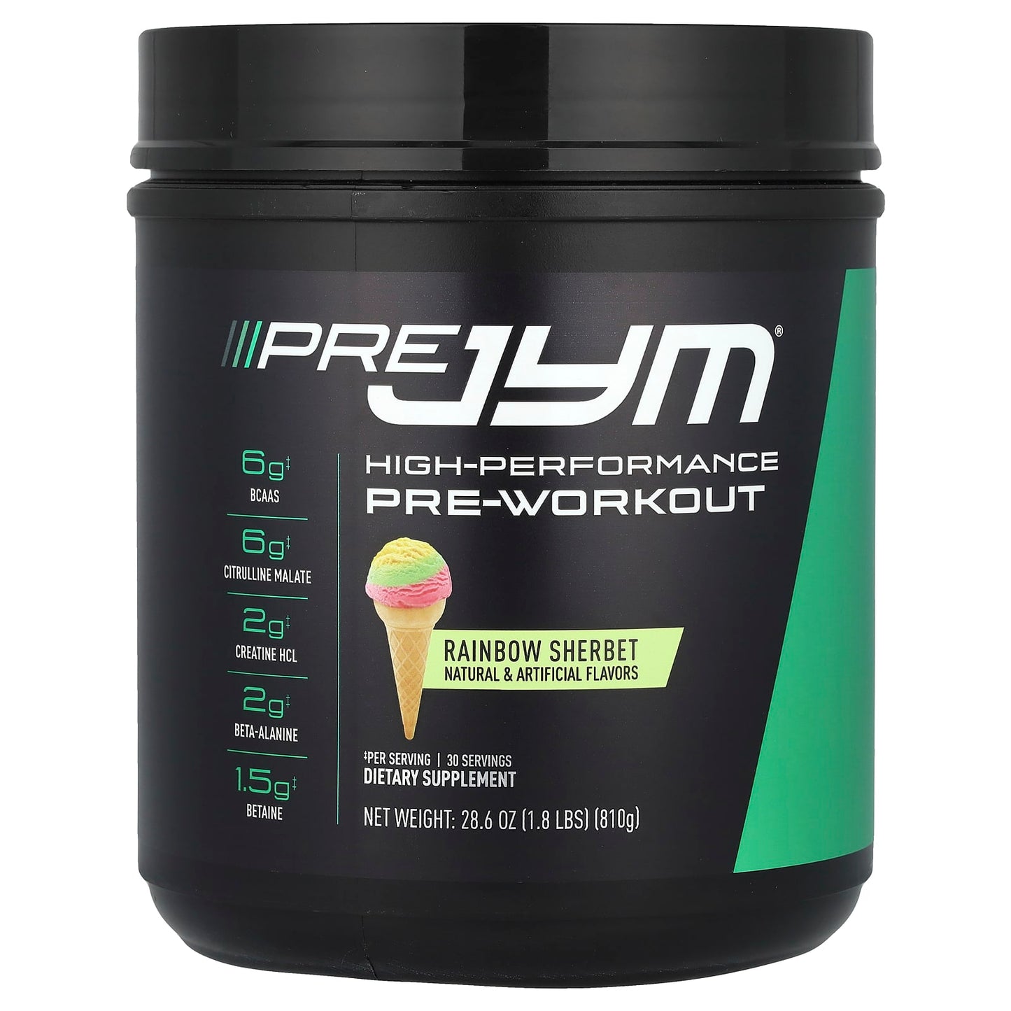 Rainbow Sherbet Pre JYM Supplement Science High-Performance Pre-Workout 1.8 lbs - Image 1