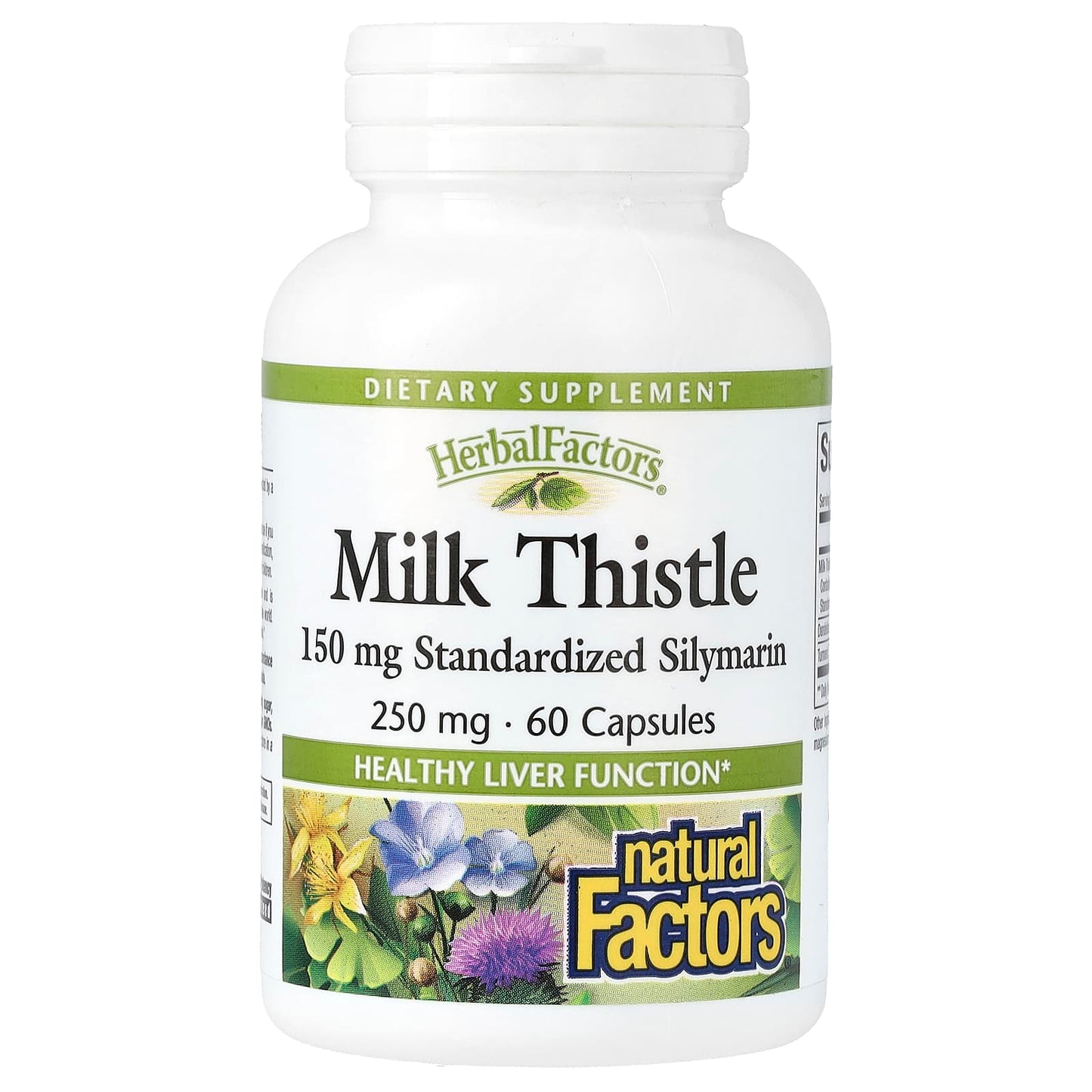 Natural Factors, Herbal Factors, Milk Thistle, 250 mg, 60 Capsules - Image 1