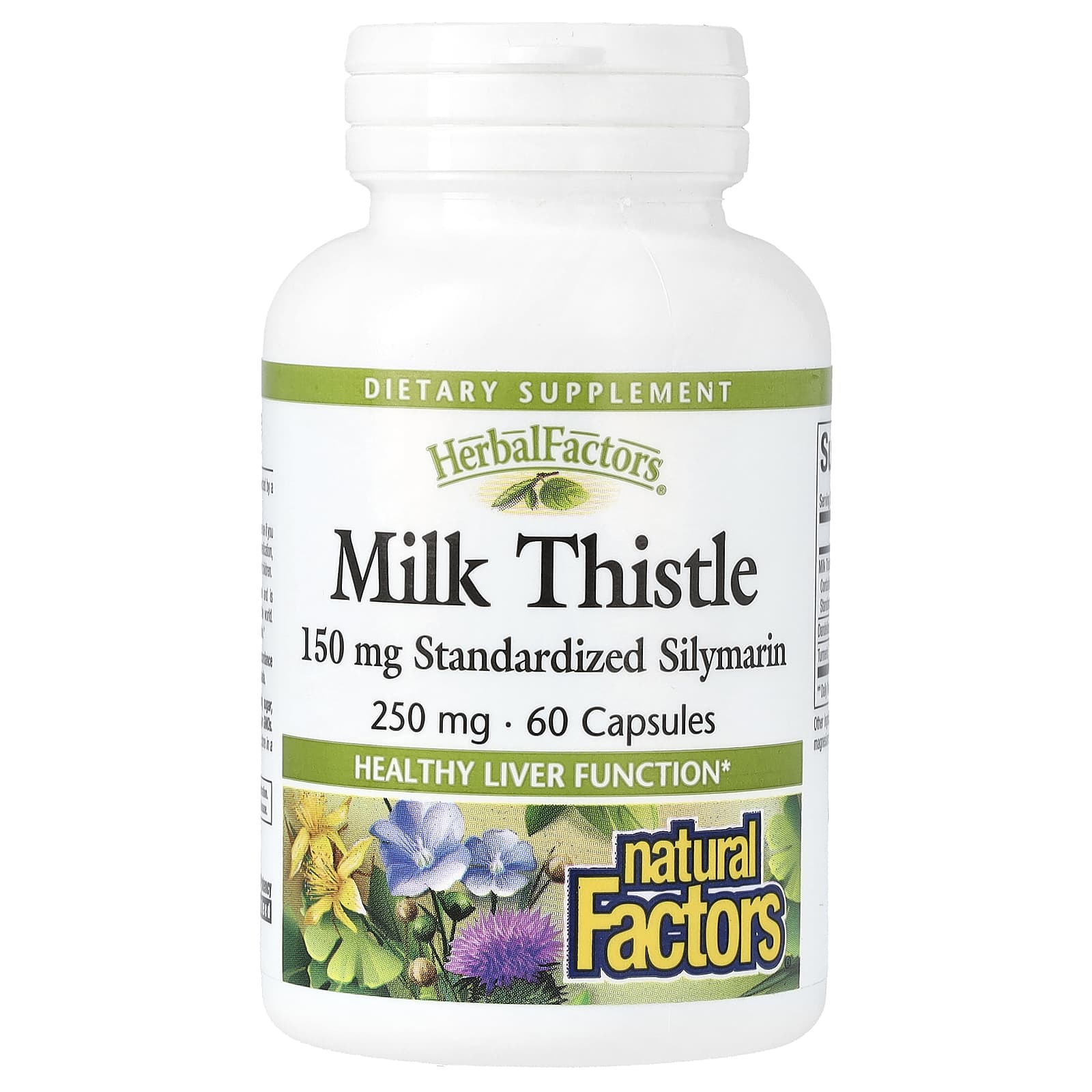 Natural Factors, Herbal Factors, Milk Thistle, 250 mg, 60 Capsules - Image 1