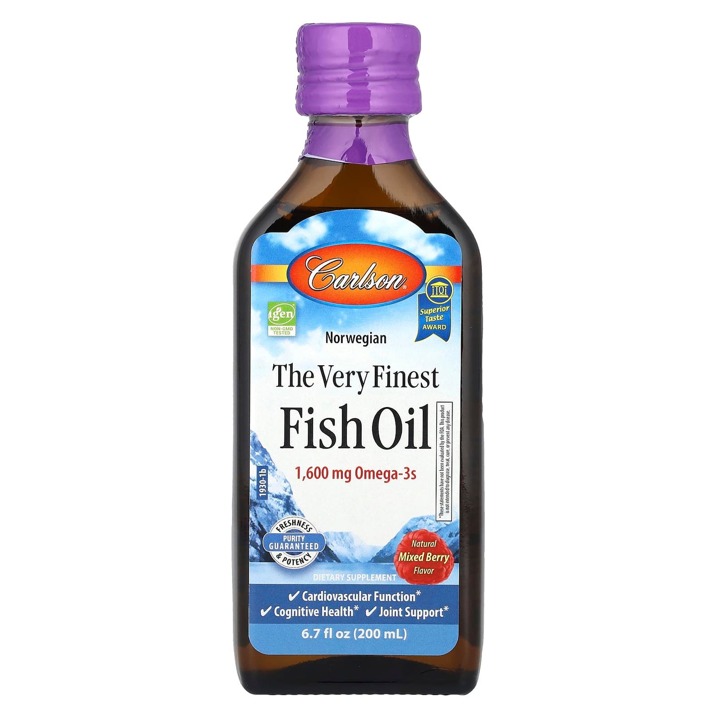 Carlson Norwegian Omega-3 Fish Oil Supplement, Natural Mixed Berry, 200ml - Image 1