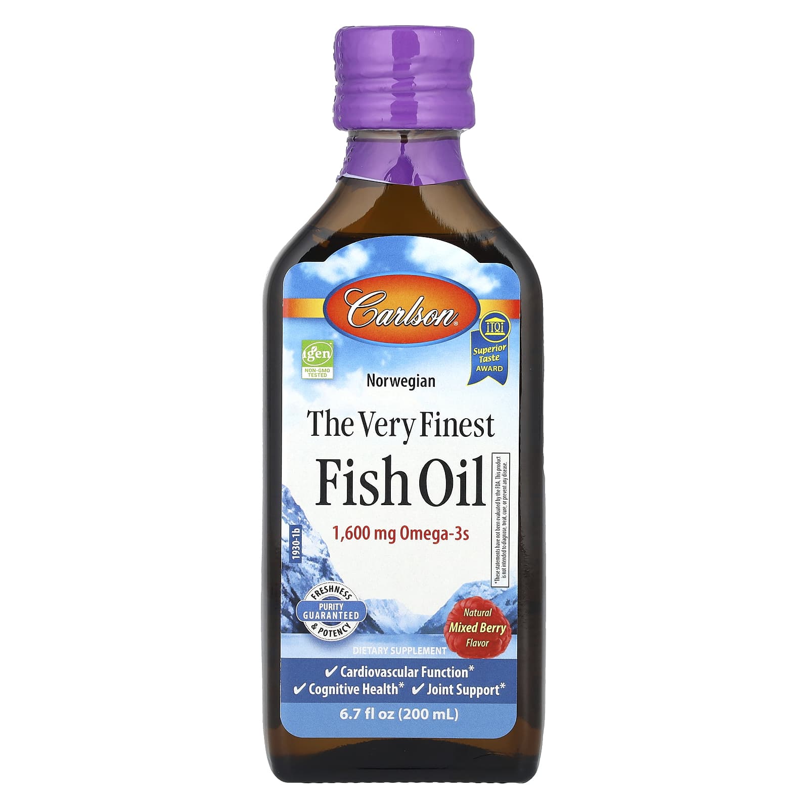 Carlson Norwegian Omega-3 Fish Oil Supplement, Natural Mixed Berry, 200ml - Image 1