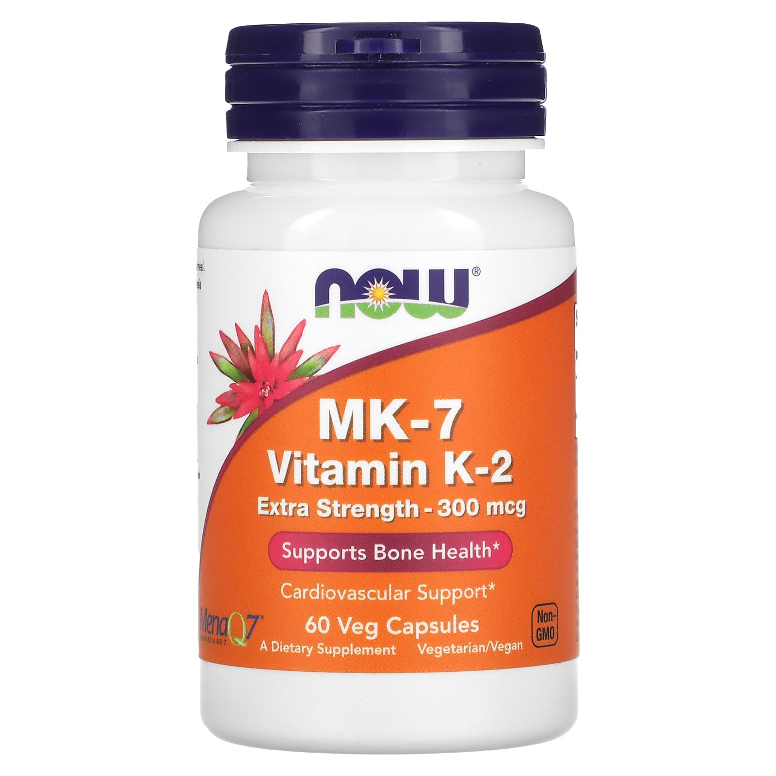 NOW Foods, MK-7 Vitamin K-2, Extra Strength, 300 mcg, 60 Veg Capsules - Image 1