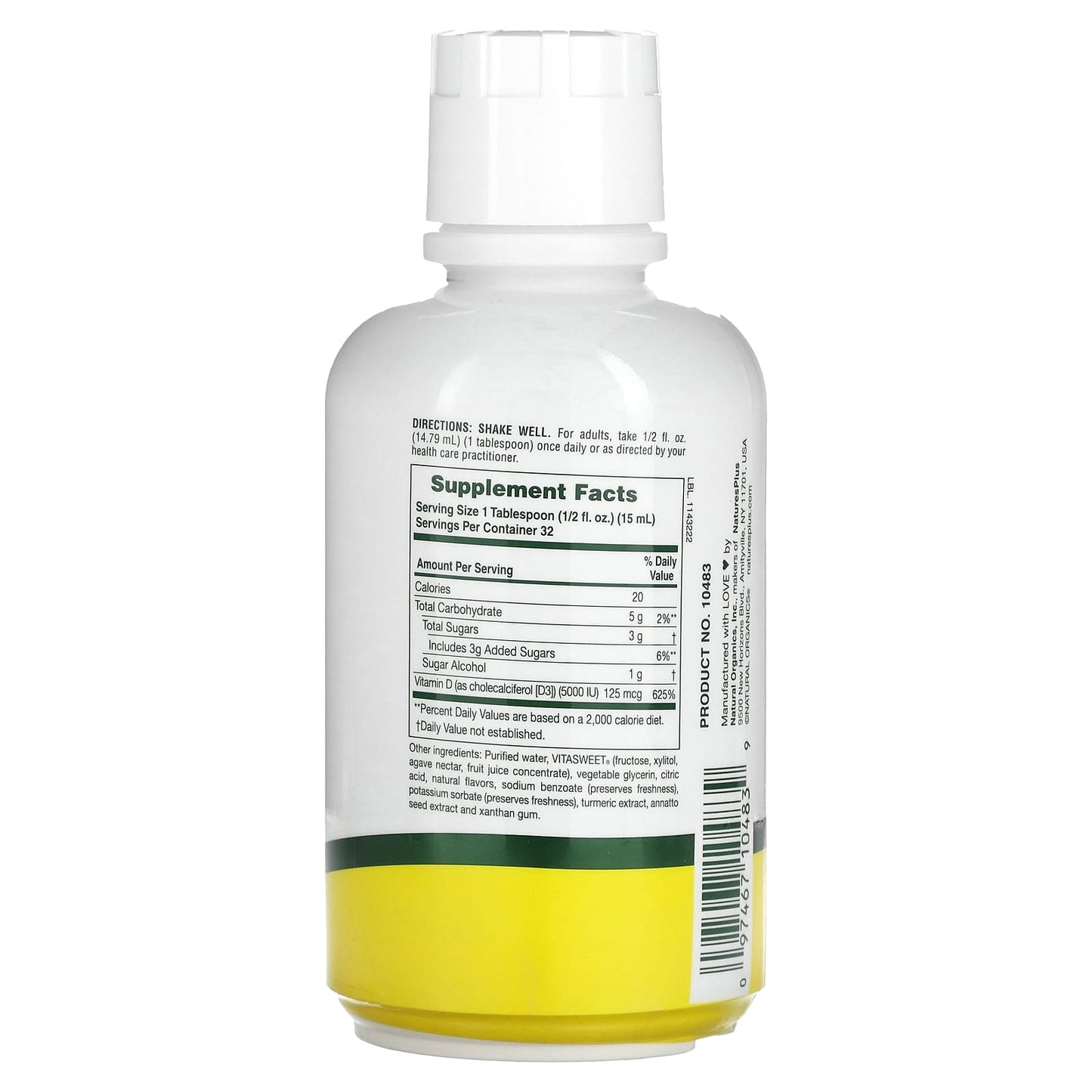 NaturesPlus, Liquid Sunshine, Vitamin D3, Tropical Citrus, 125 mcg (5000 IU ), 16 fl oz (473.18 ml) - Image 2