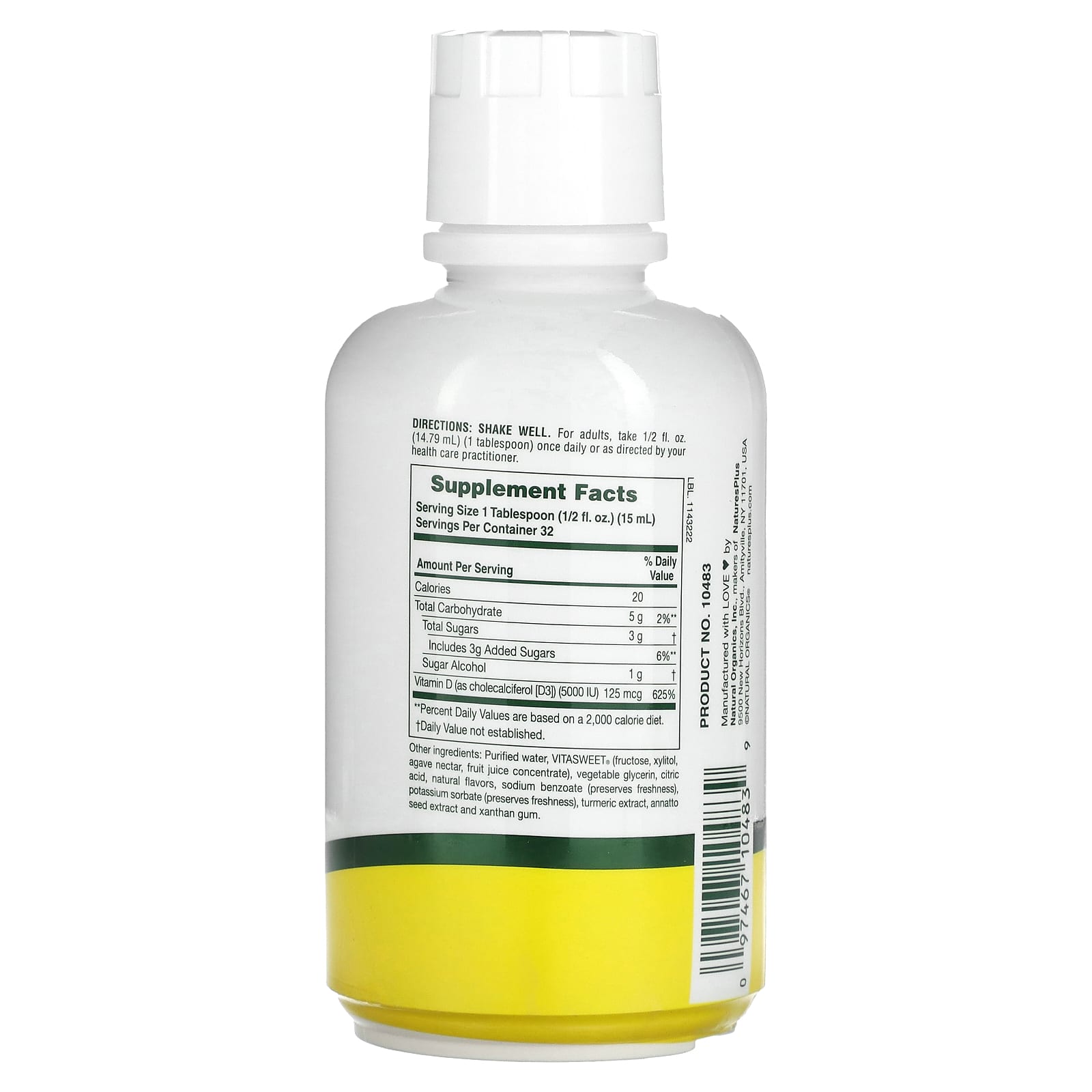 NaturesPlus, Liquid Sunshine, Vitamin D3, Tropical Citrus, 125 mcg (5000 IU ), 16 fl oz (473.18 ml) - Image 2