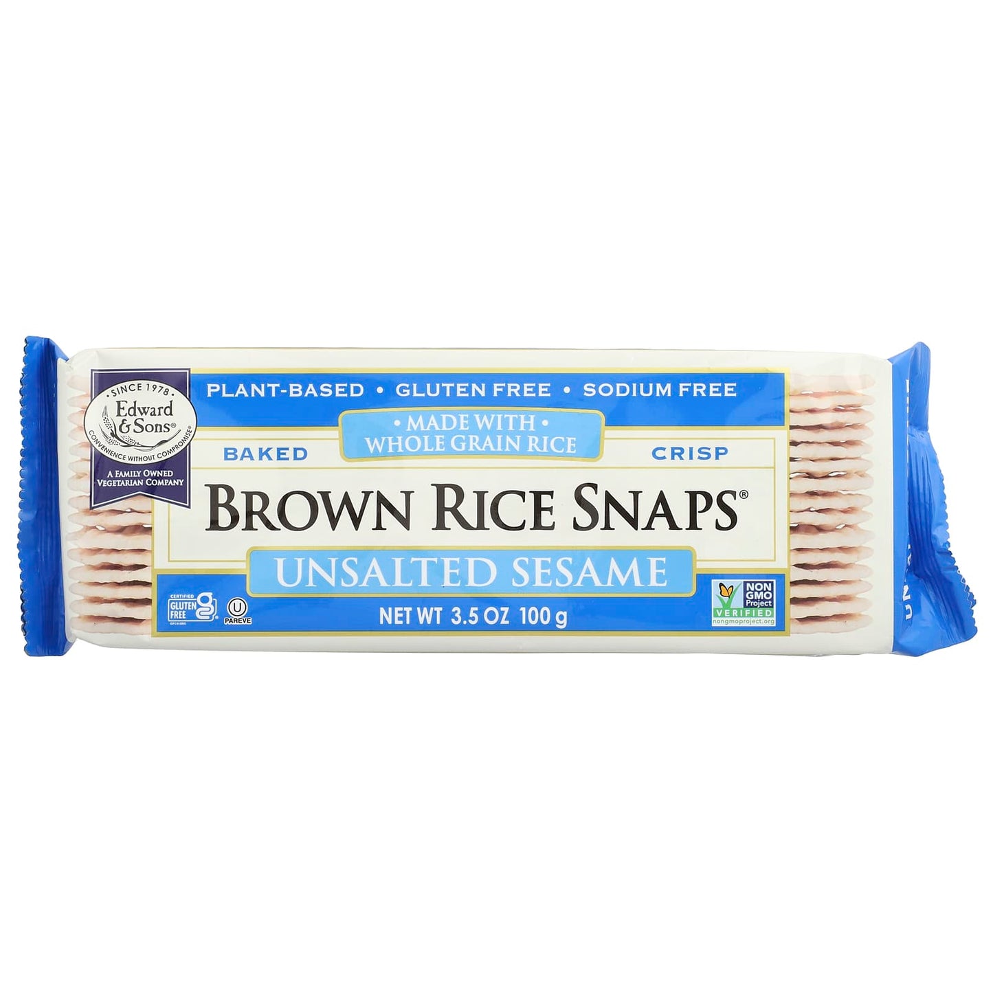 Gluten-Free Brown Rice Snaps by Edward & Sons - Unsalted Sesame - Image 1