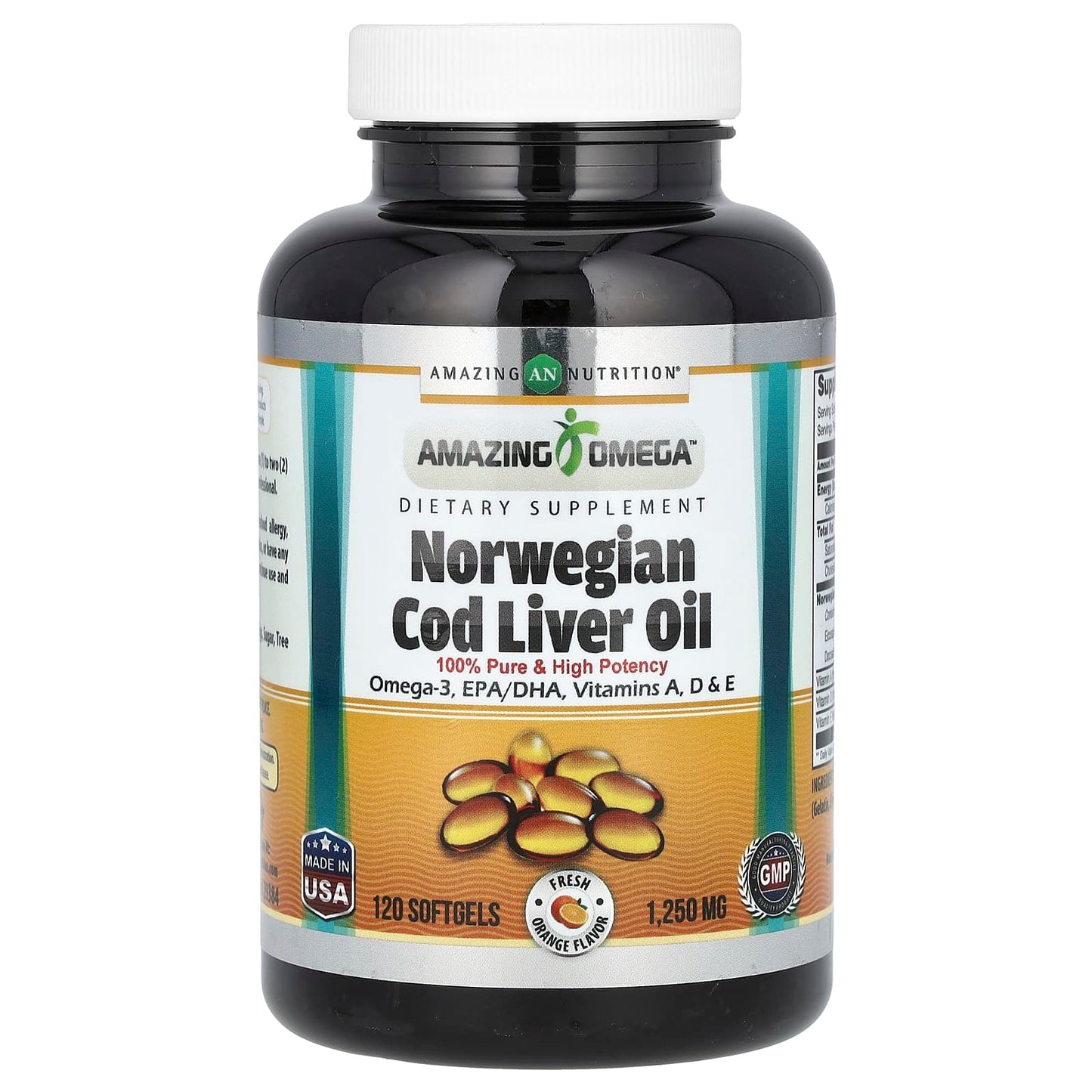 Norwegian Cod Liver Oil Supplement - 1,250mg Omega-3 Softgels - Image 1
