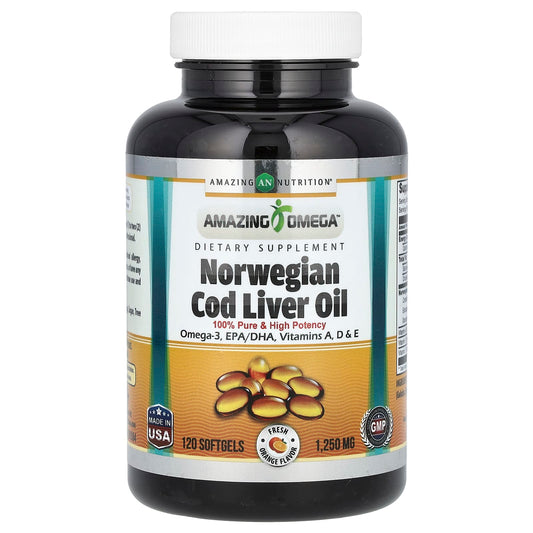 Norwegian Cod Liver Oil Supplement - 1,250mg Omega-3 Softgels - Image 1