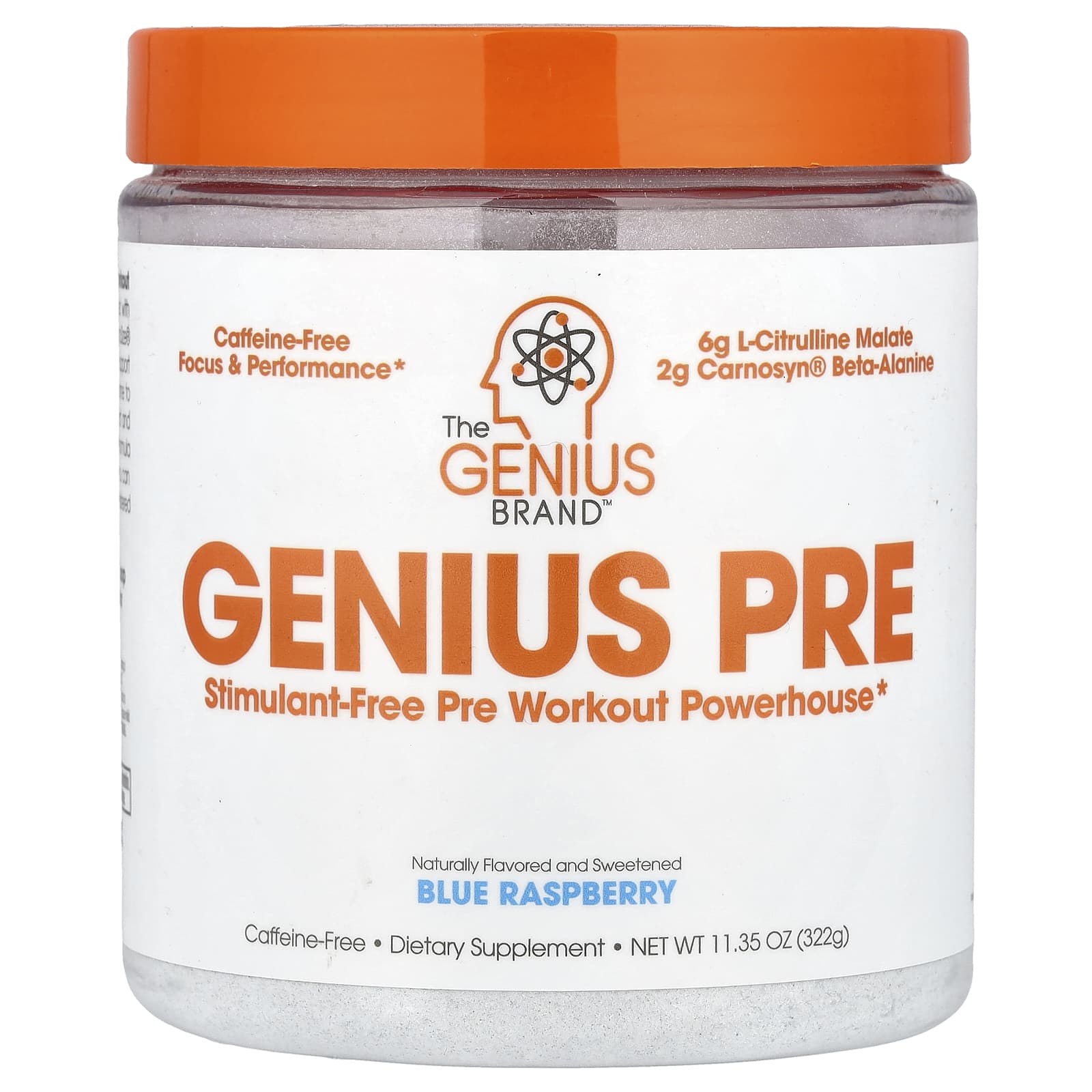 The Genius Brand, Genius Pre, Blue Raspberry, 11.35 oz (322 g) - Image 1