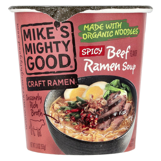 Mike's Mighty Good, Craft Ramen, Spicy Beef Flavor Ramen Soup, 1.8 oz (53 g) - Image 1